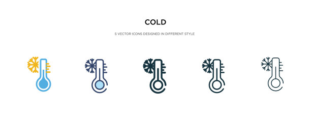 冷图标有两种不同的颜色和风格图片下载