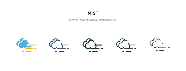 雾图标有两种不同的颜色和风格图片下载
