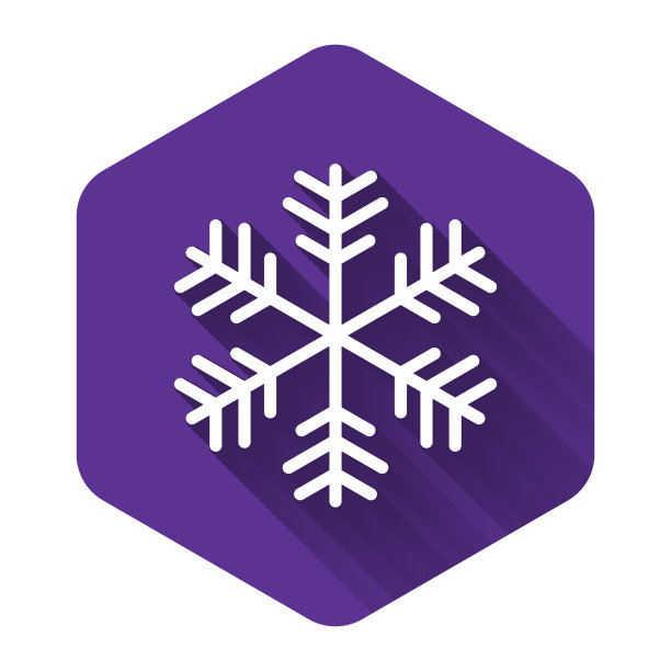 白色的雪花图标孤立与长影子图片下载