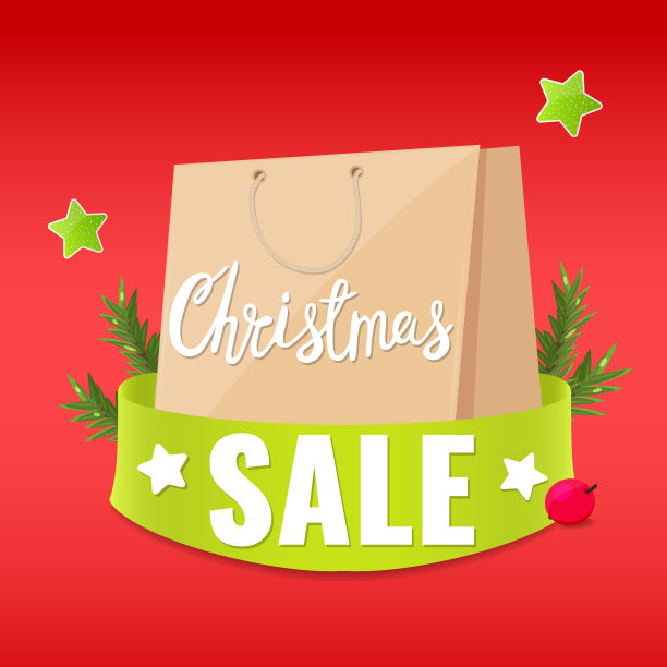 圣诞横幅购物袋和丝带图片下载