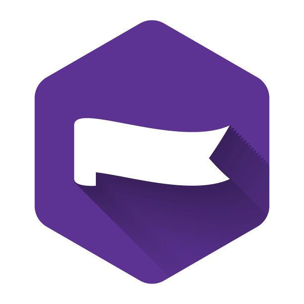 白色旗帜丝带图标孤立与长影子图片下载