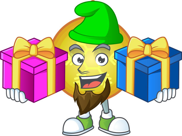 超级可爱的黄色圣诞球卡通设计图片下载