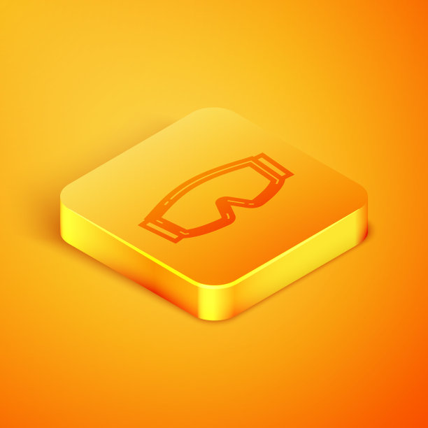 等距线滑雪镜图标孤立在橙色图片下载