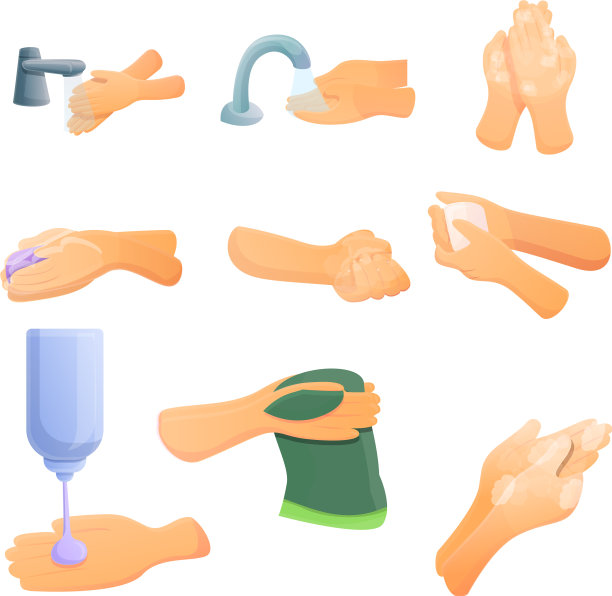 卫生图标设置卡通风格图片下载