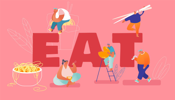 人们吃中国菜概念小雄和图片下载