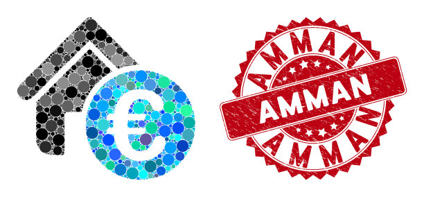 马赛克欧元房屋租金与遇险安曼印章图片下载