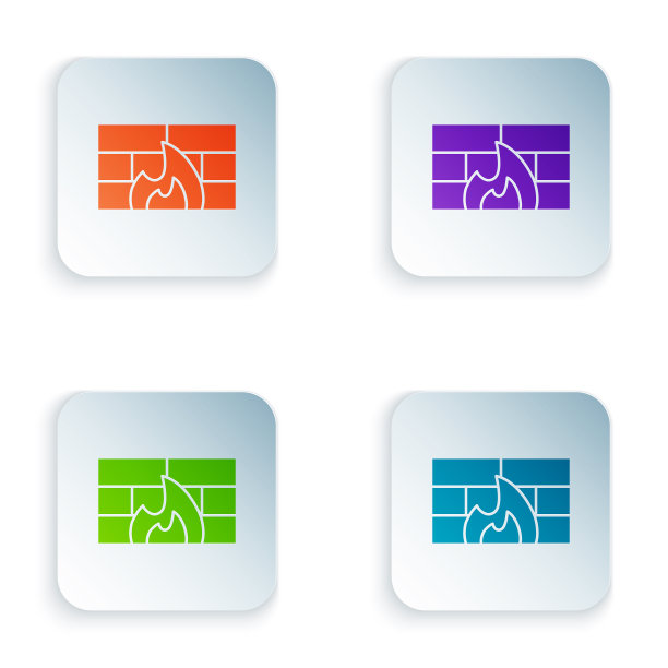 彩色防火墙安全墙图标隔离上图片下载