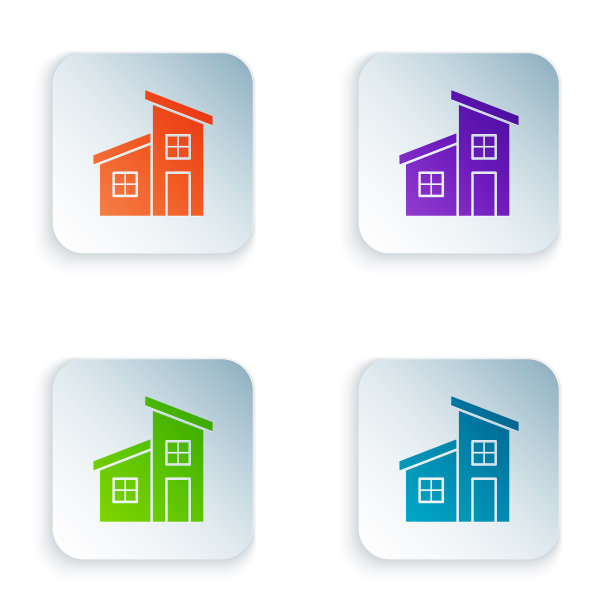 颜色房子图标孤立在白色背景图片下载