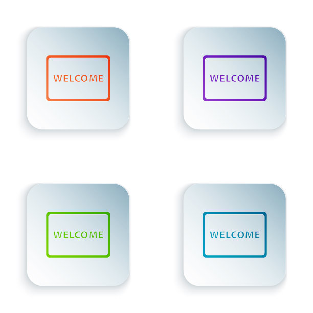 彩色门垫与文字欢迎图标隔离图片下载