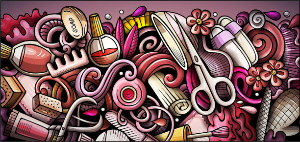 美甲沙龙手绘涂鸦横幅卡通图片下载