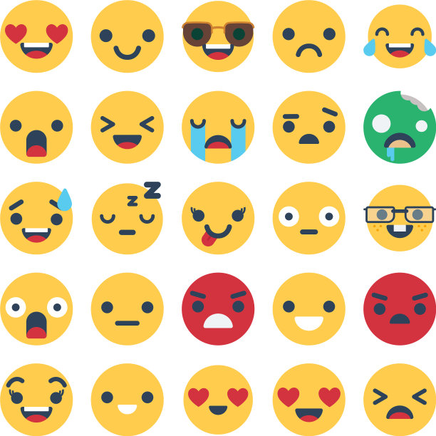 表情符号和表情符号孤立的图标包图片下载