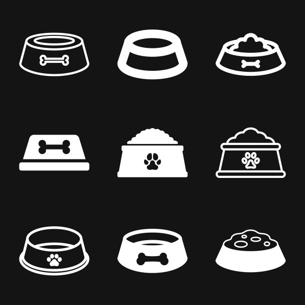 宠物食品碗图标标志狗粮骨头图片下载