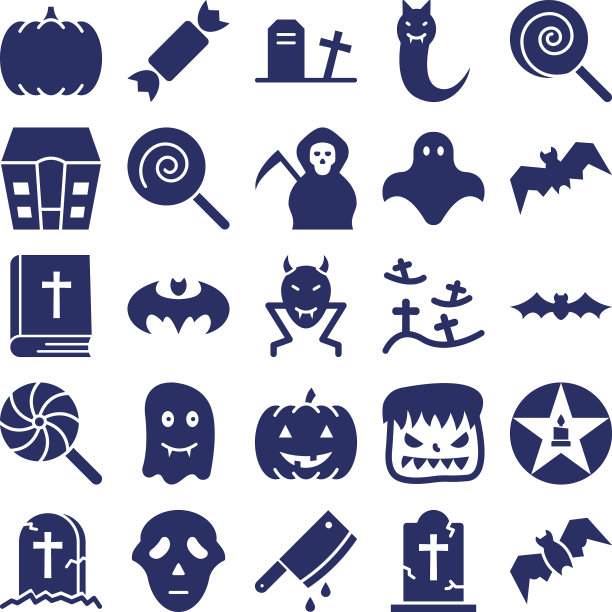 万圣节孤立的图标集每一个图片下载
