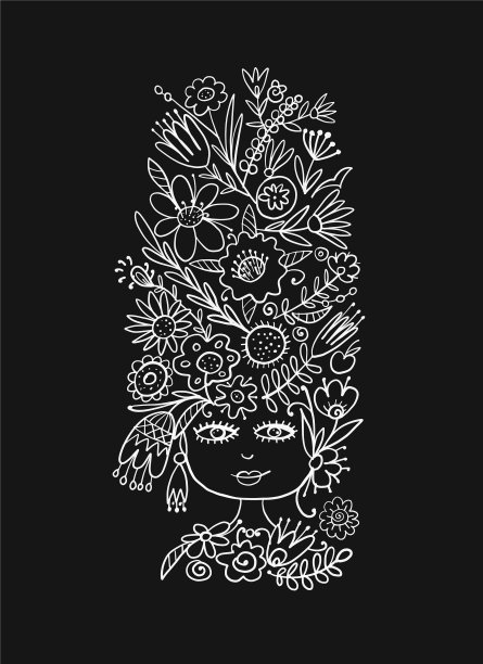 贺卡设计与漂亮的花女人图片下载