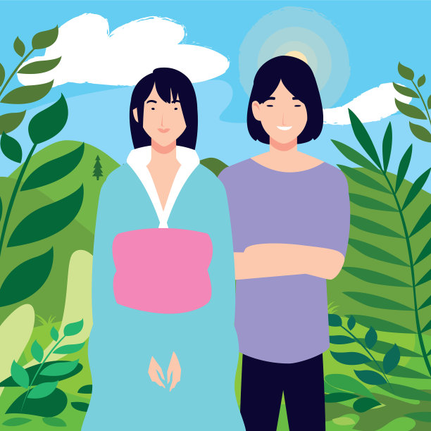 一对夫妇的背景景观图片下载