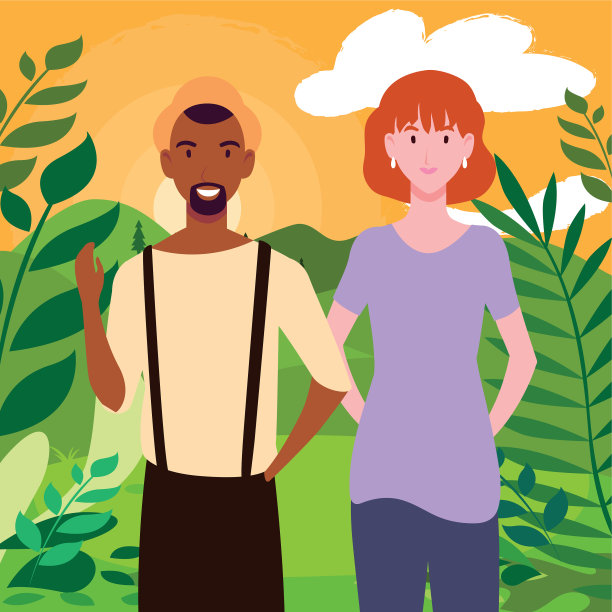 一对夫妇的背景景观图片下载