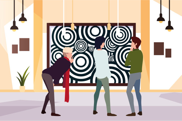 男人在当代艺术画廊展出图片下载