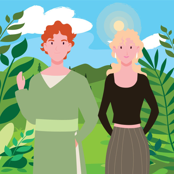 一对夫妇的背景景观图片下载