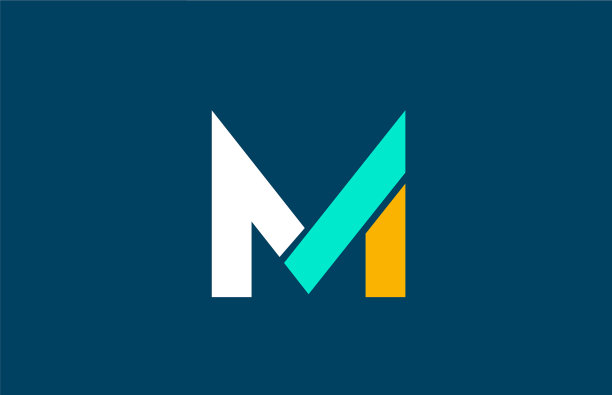 蓝白黄绿m字母标志字母图片下载