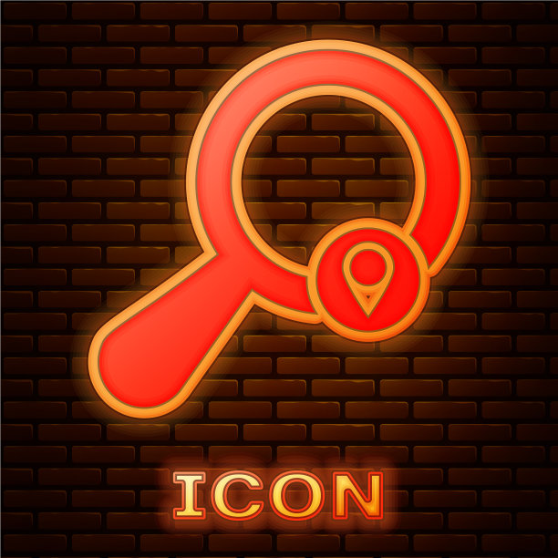 霓虹灯搜索位置图标孤立图片下载