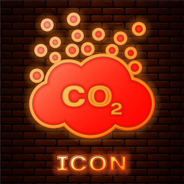 发光的二氧化碳排放在云图标孤立图片下载