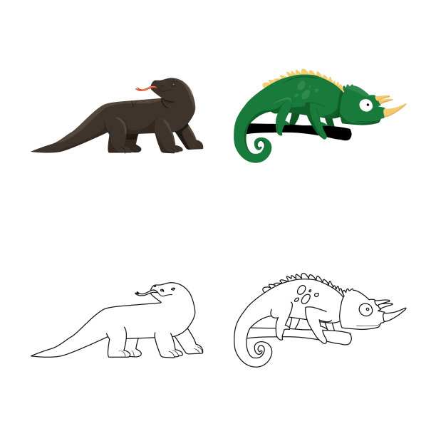 设计尾巴和动物群图标收集图片下载