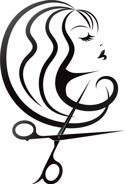 剪影一个女孩和造型剪刀图片下载