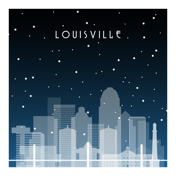 路易斯维尔夜城的冬夜图片下载