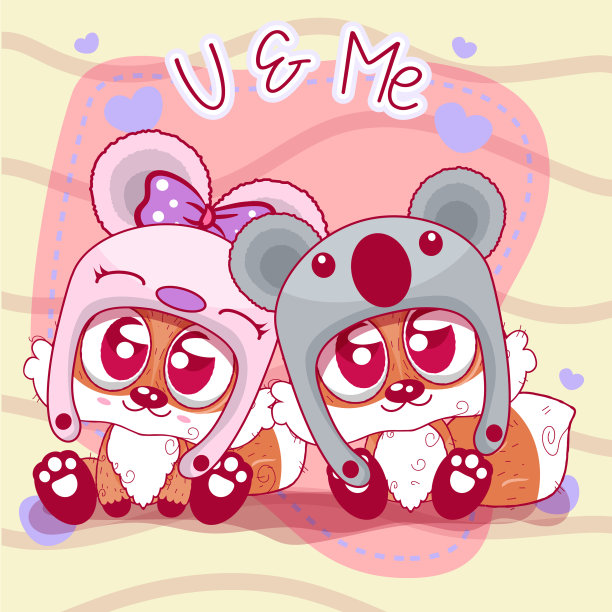 贺卡可爱卡通狐狸图片下载