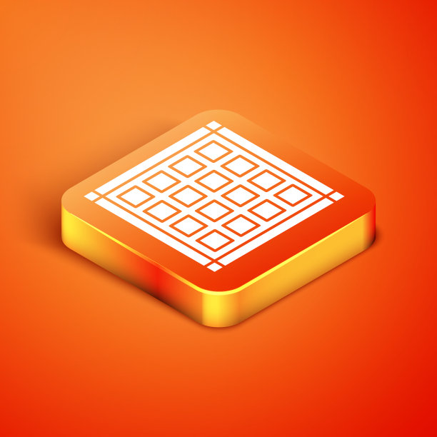 等距方格餐巾图标孤立在橙色图片下载