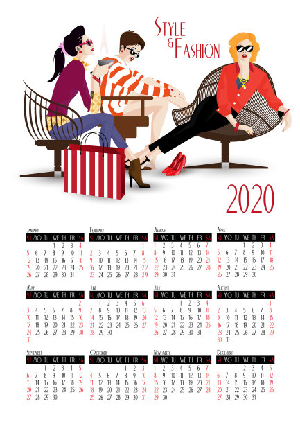 时尚女人日历图片下载
