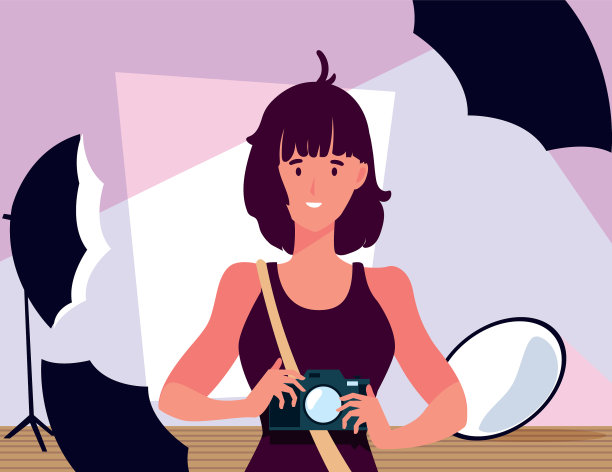 在照相馆拿着相机的女人图片下载