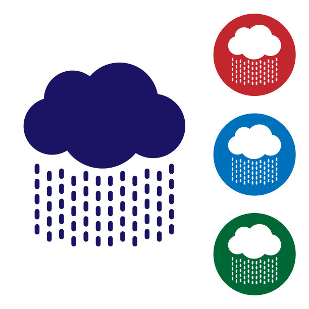 蓝色的云与雨的图标孤立在白色图片下载