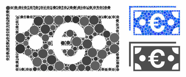 欧元纸币组成图标为圆点图片下载