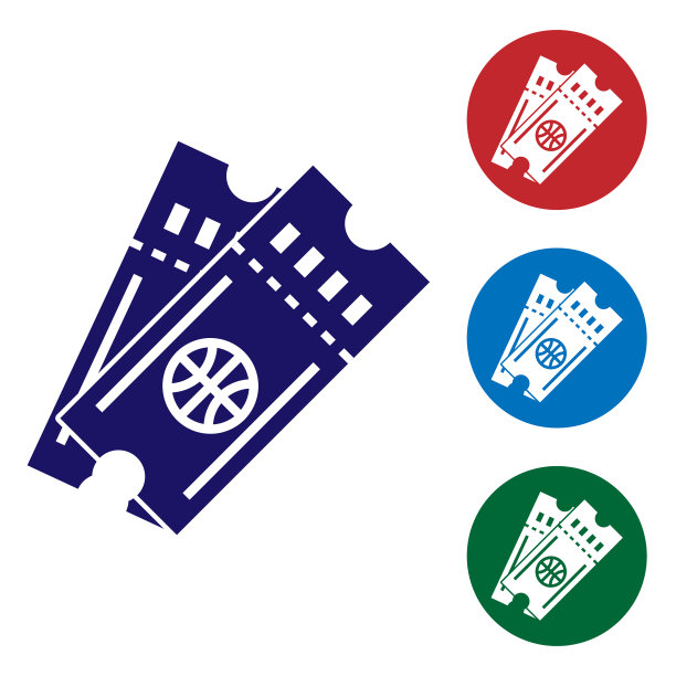 蓝色篮球比赛门票图标孤立在白色图片下载