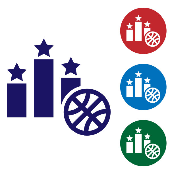 蓝色篮球之上的体育冠军领奖台图标图片下载