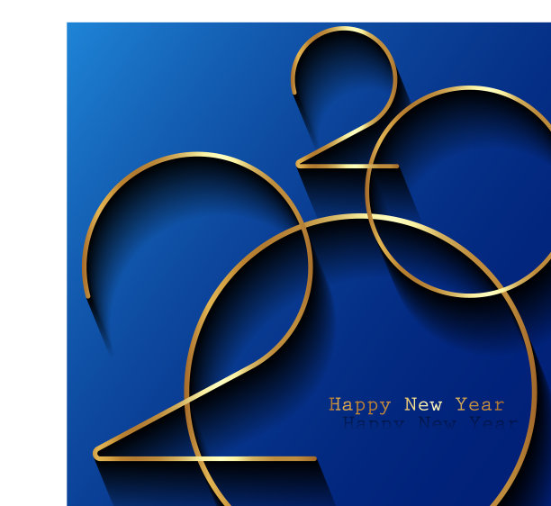金色2020新年标志节日贺卡图片下载