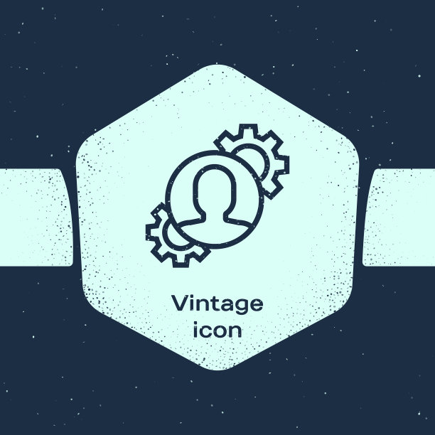 Grunge线人与齿轮内图标孤立图片下载