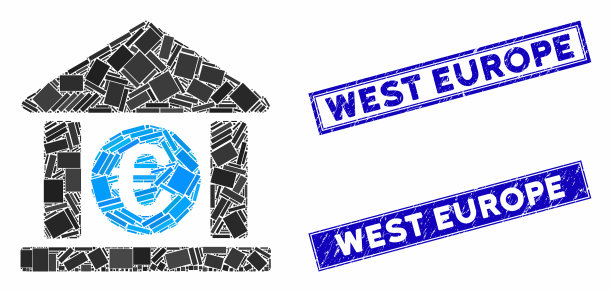 欧洲银行大楼马赛克和垃圾矩形图片下载