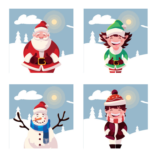 捆绑圣诞贺卡与图标集图片下载