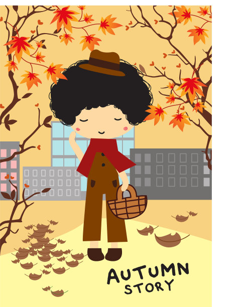 秋天的故事涂鸦图片下载