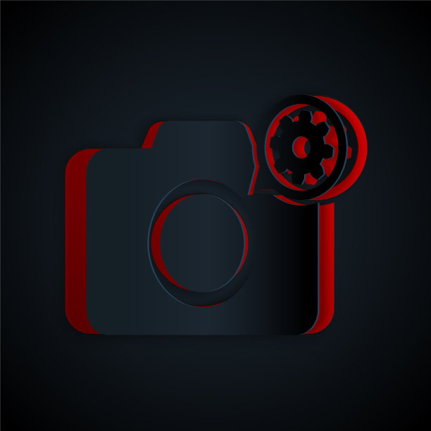 剪纸照片相机和齿轮图标隔离上图片下载