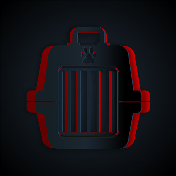 剪纸宠物手提袋图标孤立在黑色图片下载