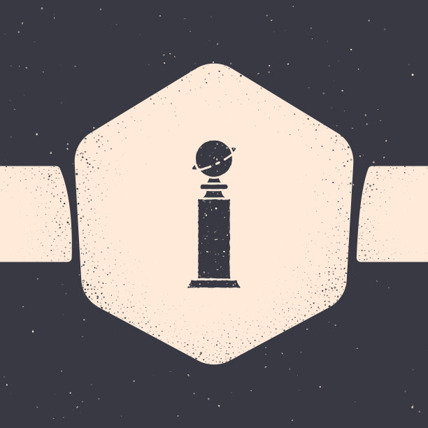 Grunge奖杯金球奖图标孤立在灰色图片下载