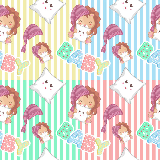 手绘可爱的狮子和图案集图片下载