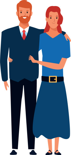 卡通成人夫妇站彩色设计图片下载