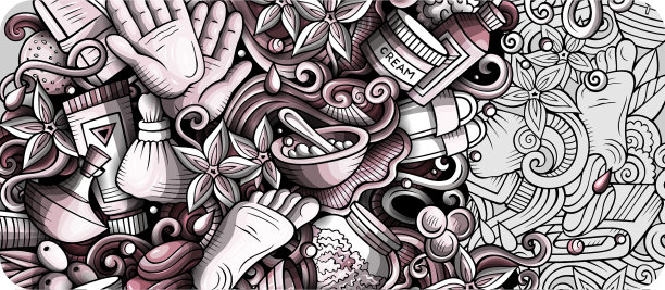 按摩手绘涂鸦横幅卡通详细图片下载