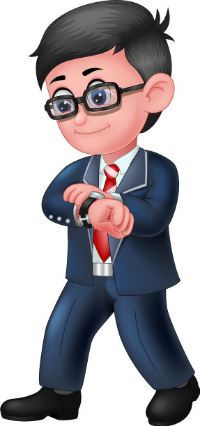穿着蓝色套装的酷男员工卡通形象图片下载