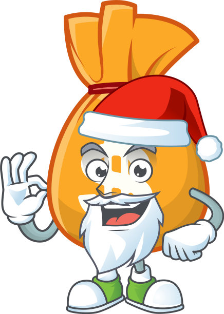 圣诞老人把钱放在白色的背景上图片下载