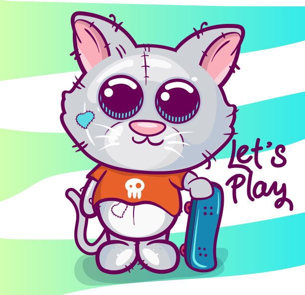 可爱的卡通小猫贺卡图片下载